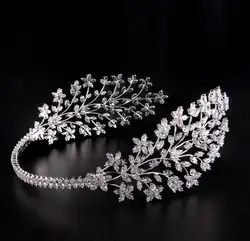 Luxury Bridal Headbands Wedding Headdress CZ Cubic Zirconia Bride Tiaras Crowns Hairbands Women Diadem Party Prom Headpieces