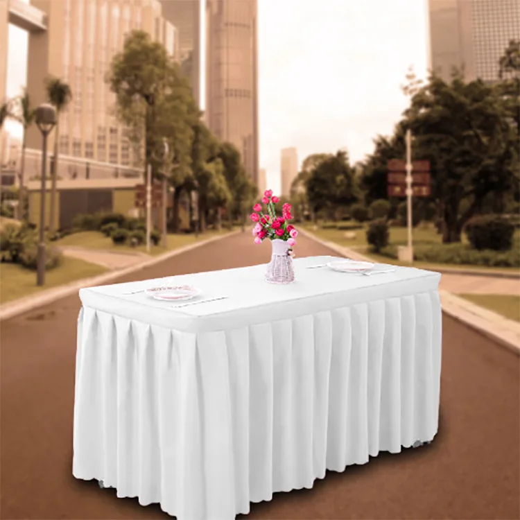 

Table Skirt Polyester Rectangular Table Cover Conference Room Exhibition Table Cloth Tablecloth For Wedding Party Hotel Decor