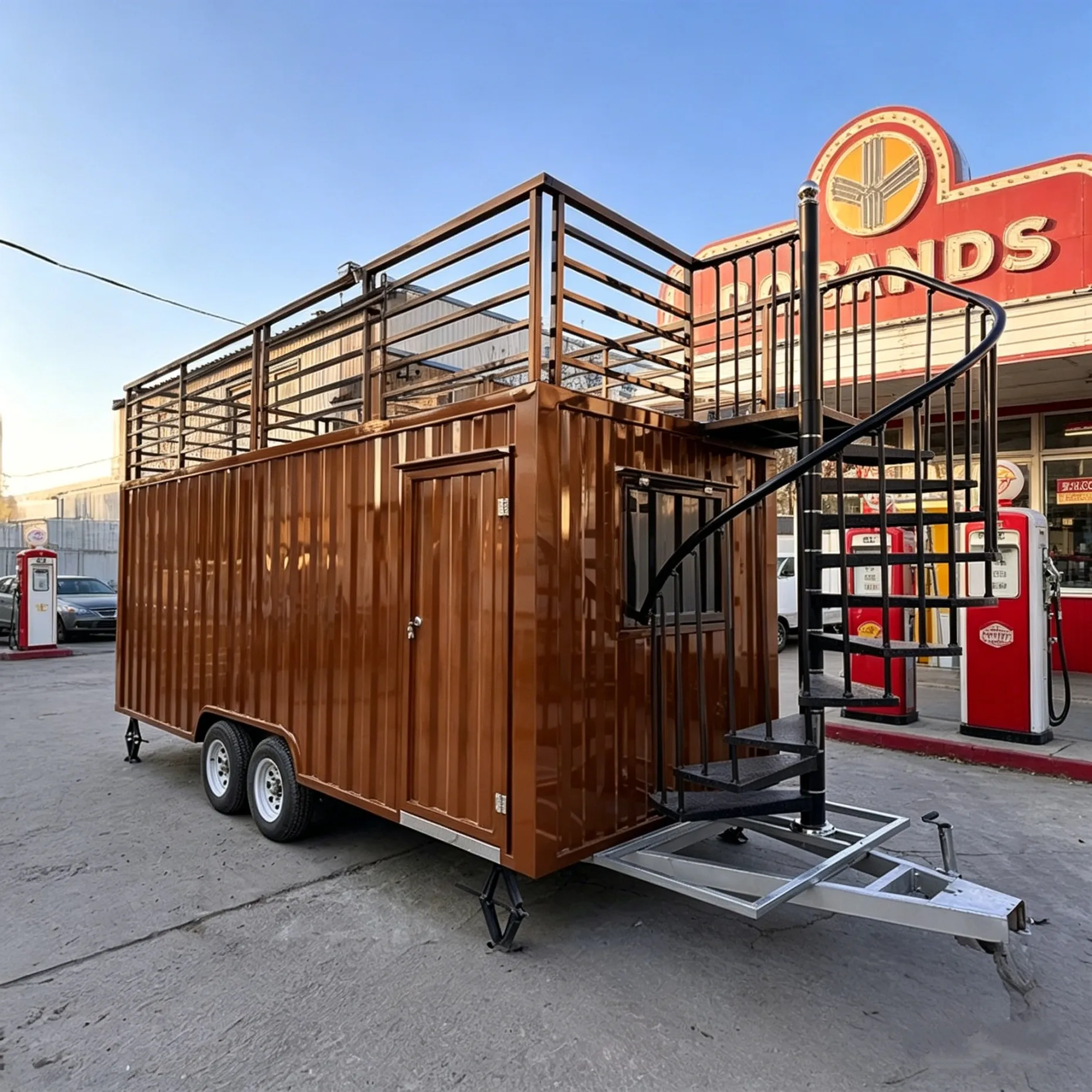 

Container BBQ Restaurant Bar Fast Food Pizza Trailer Mobile 20FT 40FT Commercial Container Kitchen