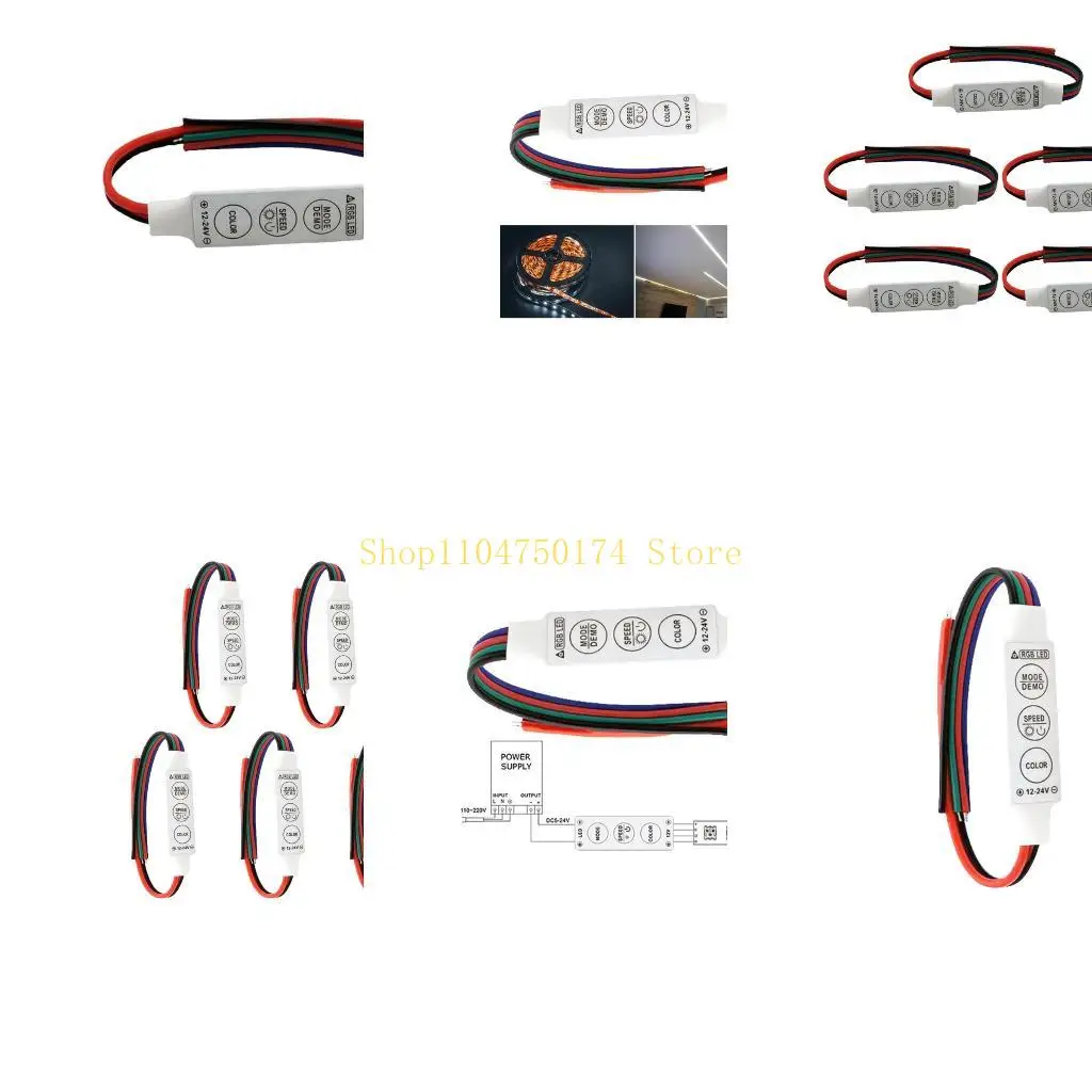 Tiny LED Ribbon Light Manager 3 Button Action 144W Power Handling 19 Dynamic Designs 20 Fixed Dyes Memory Function Top Sale