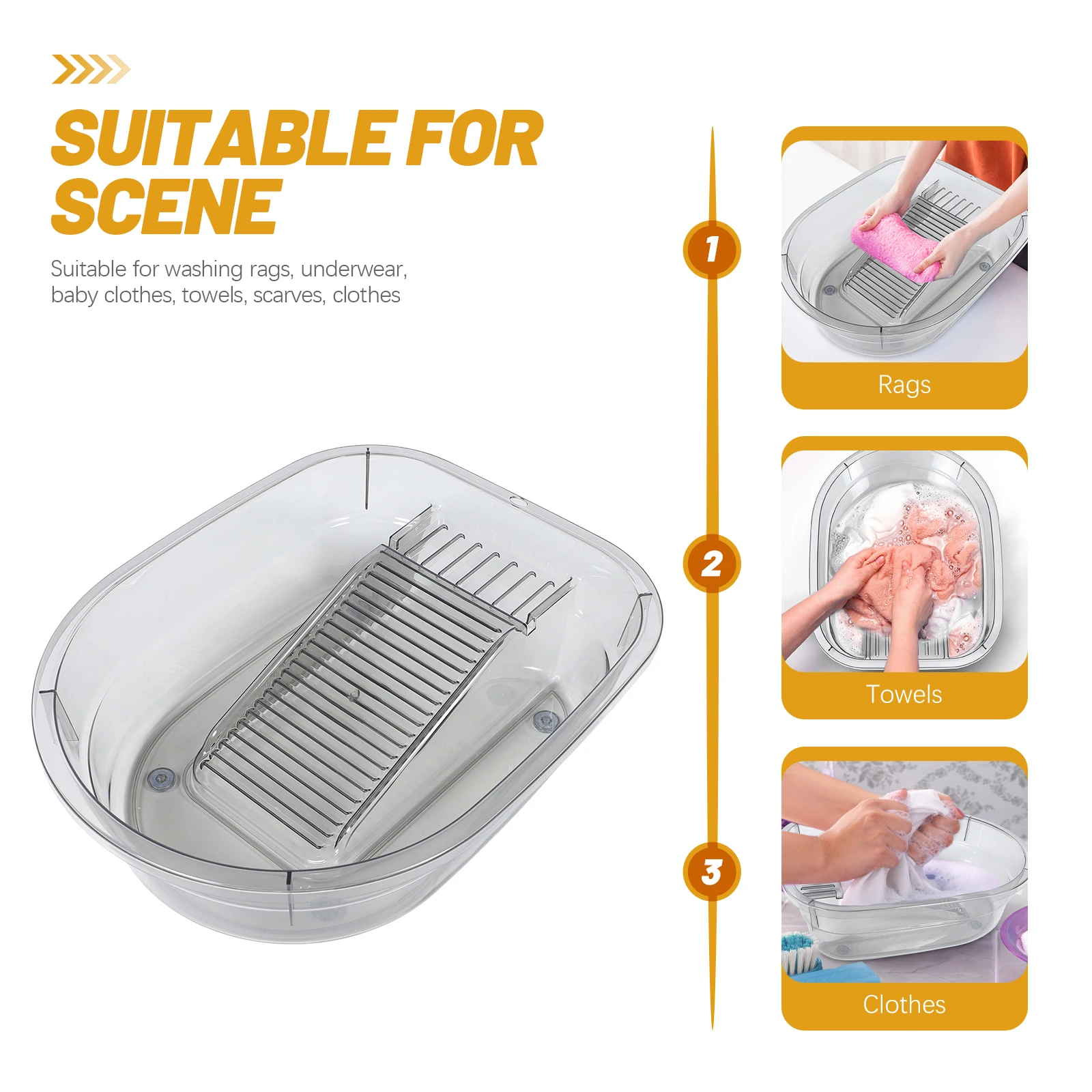 

Compact Lightweight Washboard Basin for Laundry Hand Washing Clothes Dormitory Home Use Plastic Washboard Stain Odor