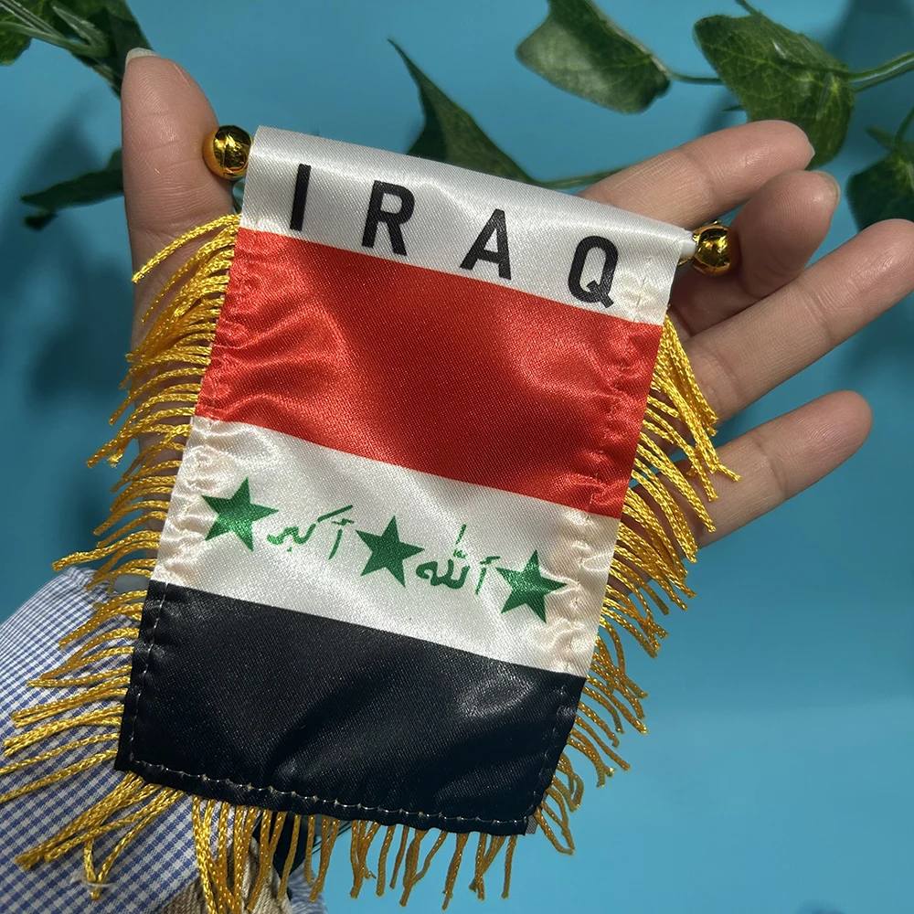SKY FLAG Bandera de coche Irak impresa por ambos lados poliéster - imagen 4