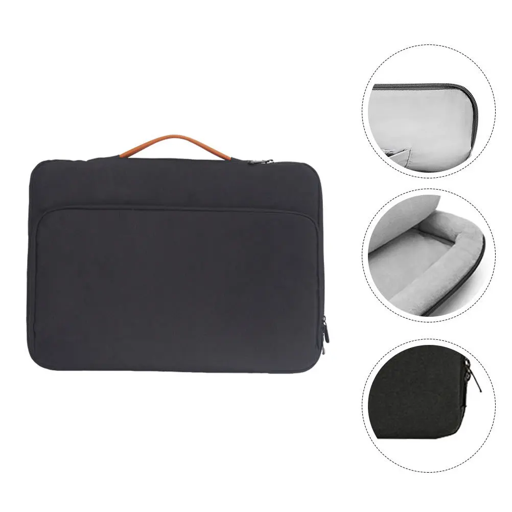 1 قطعة حقيبة كمبيوتر محمول للأعمال مقاوم للماء حقيبة حمل خفيفة الوزن للكمبيوتر المحمول حقيبة مستندات سوداء محمولة باليد