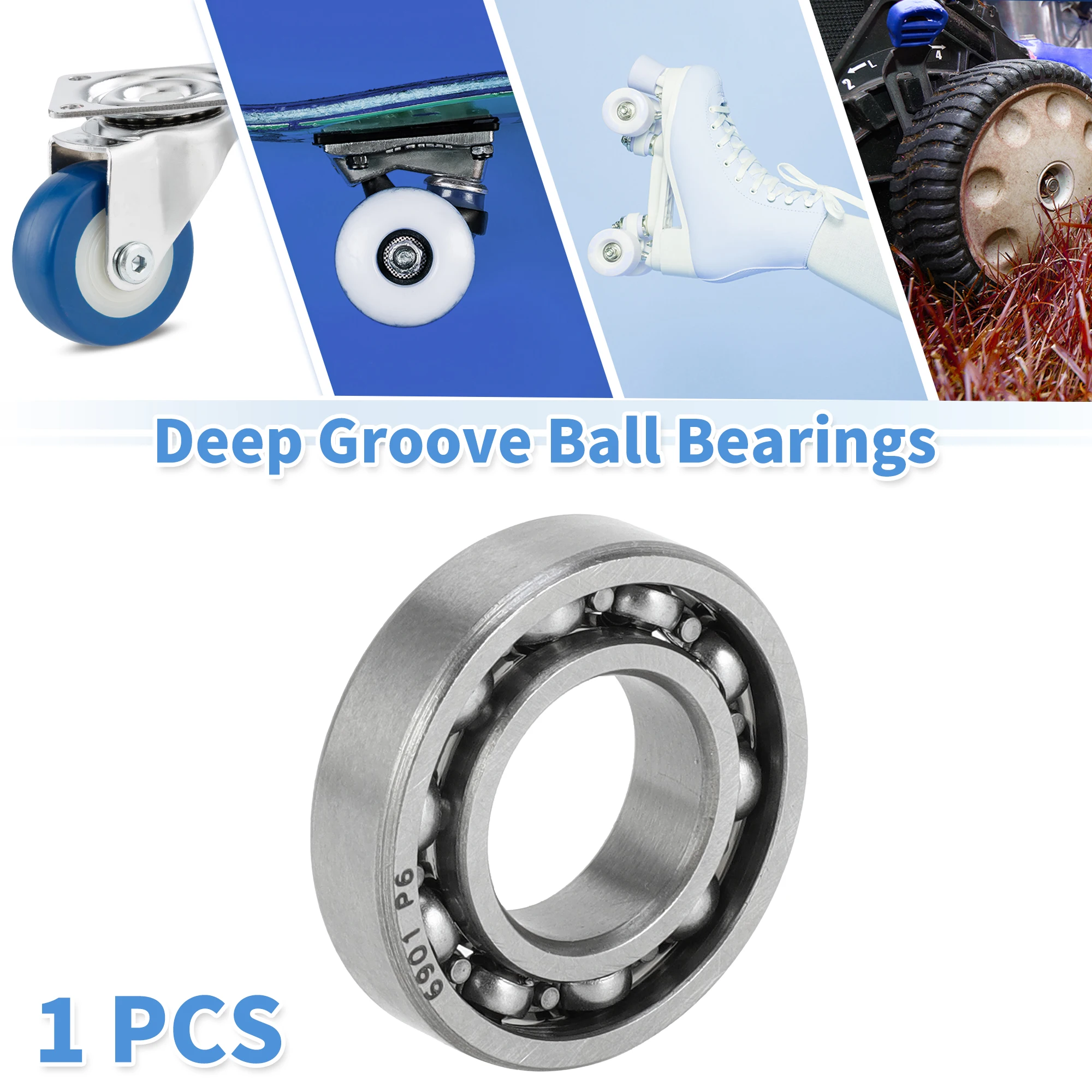 Motoforti 6901 Deep Groove Ball Bearings P6 12x24x6mm Lubricated Bearings Open Type Silver Tone Scooter Skateboard Wheel