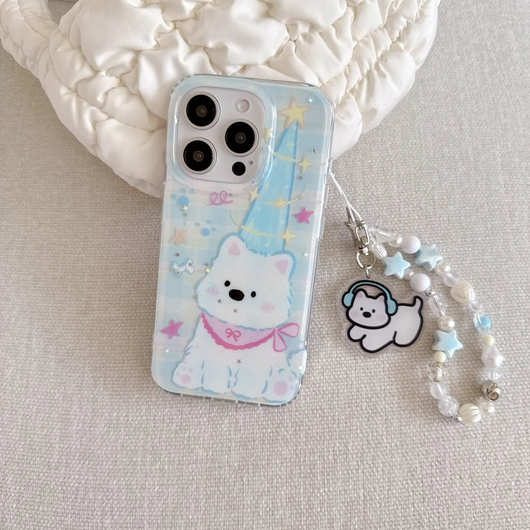 

Cute 3D Cartoon Dog Home animal Pattern with Lanyard Rope accessory Case For iPhone 16 15 14 13 Pro Max Plus Cover﻿