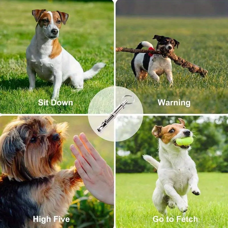 Sifflet pour chien pour arrêter les aboiements, sifflet pour chien à tonalité sonore réglable avec porte-clés, sifflet professionnel pour appeler les animaux de compagnie, chiots, chats, chiens, 1/2 pièces