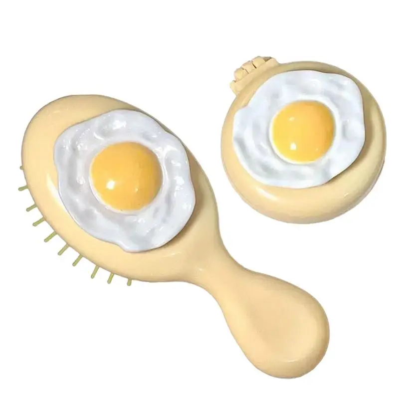 Air Cushion Comb Massage Hair Brush With Fried Egg Design Cute Cartoon Scalp Brush Portable Air Comb For Adults And Kids