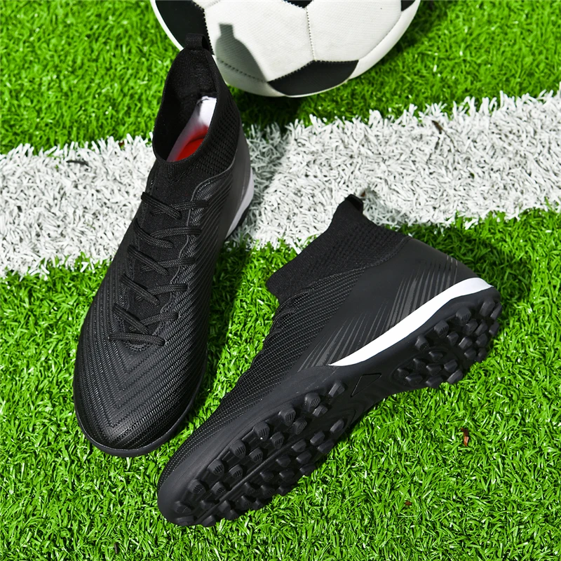 زوج من أحذية كرة القدم الجلدية العلوية عالية الجودة للأطفال في الفصول الأربعة، أحذية كرة قدم مقاومة للاهتراء، مقاسات 34-46، HXH-2607G-1