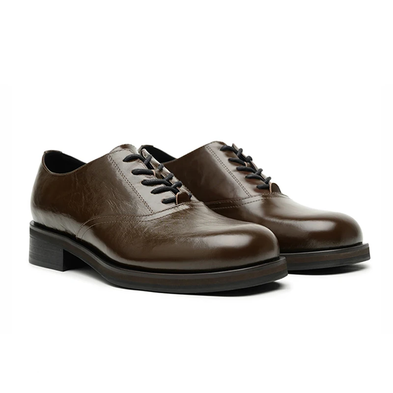 

Large size 48 formal leather shoes men's top layer horse oil cowhide inner square toe Derby Oxford shoes trendy