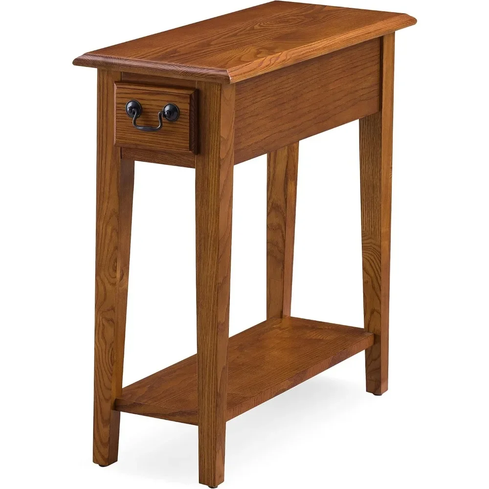 9017-MED One Drawer Narrow Side Table with Shelf, Hand Applied Rustic Oak Finish