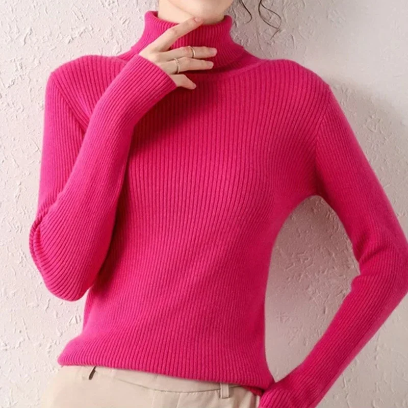 Women Turtleneck Cashmere Warm Sweater Long Sleeve Knitted Soft Pullovers Jumpers Basic Sweaters For Women 2023 Autumn Winter