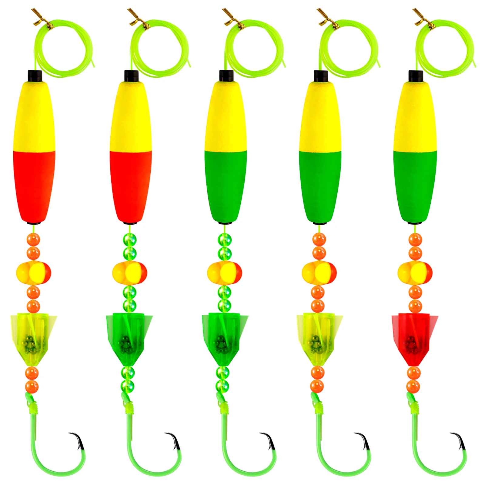 

5pcs Fishing Catfish Float Rig Rattling Cork Peg Floats Beads 6/0 8/0 10/0 Circle Hooks Rattle Floater Bobbers