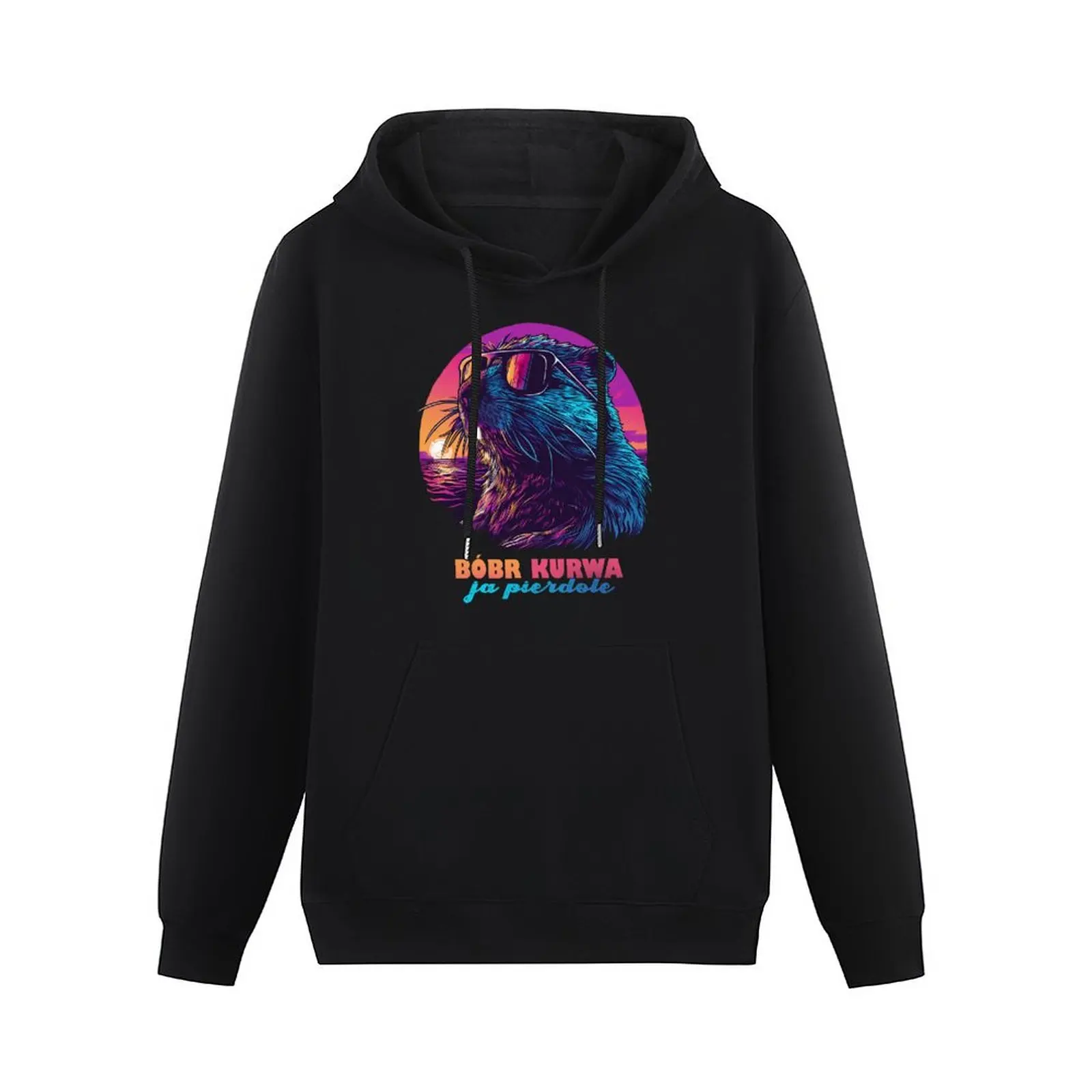 Synthwave Polish Beaver Meme Ja pierdole Bobr Bober Kurwa Pullover Hoodie aesthetic clothing new hooded tee