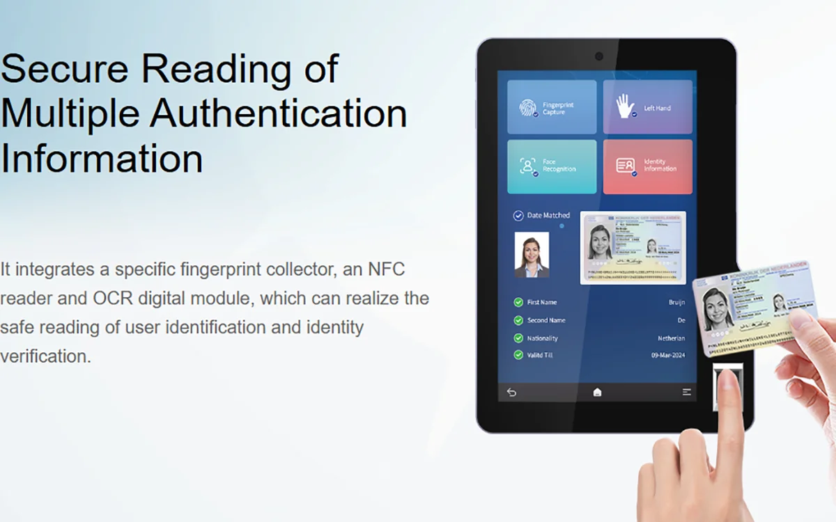 Joyusing 10.1 Inch Android Mobile Tablet with Biometric Signature Pad Optional Face Recognition Camera for Business Use