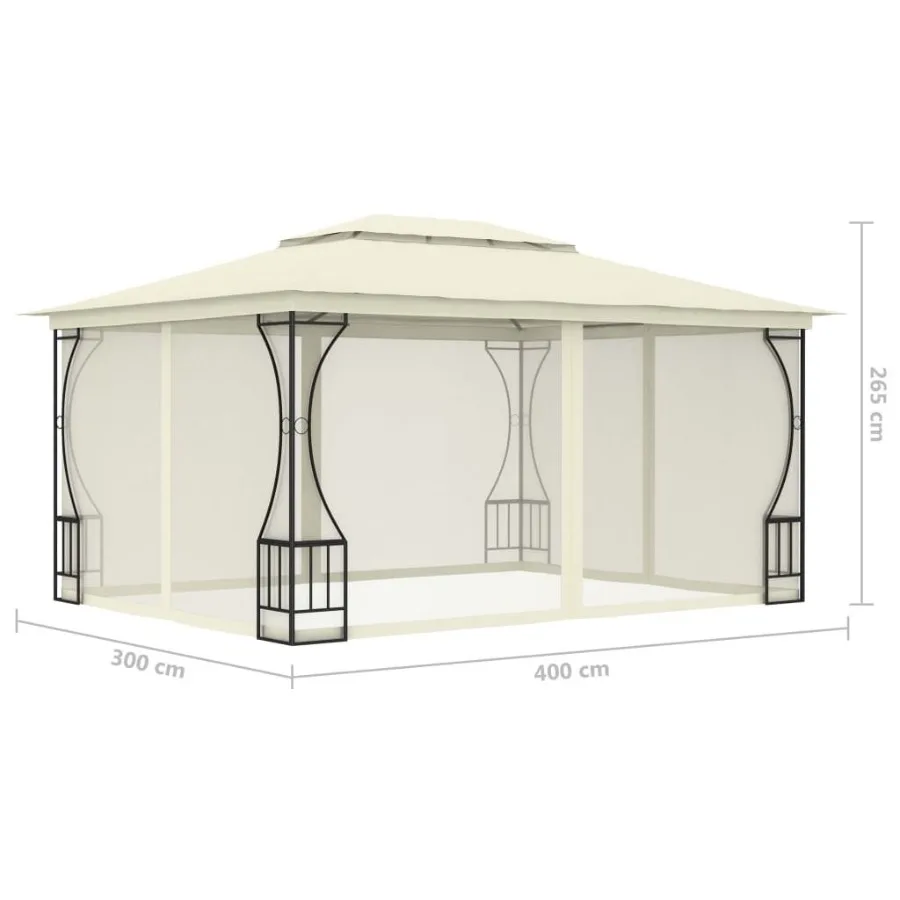 Gazebo with Nets 9.8'x13.1'x8.7' Cream
