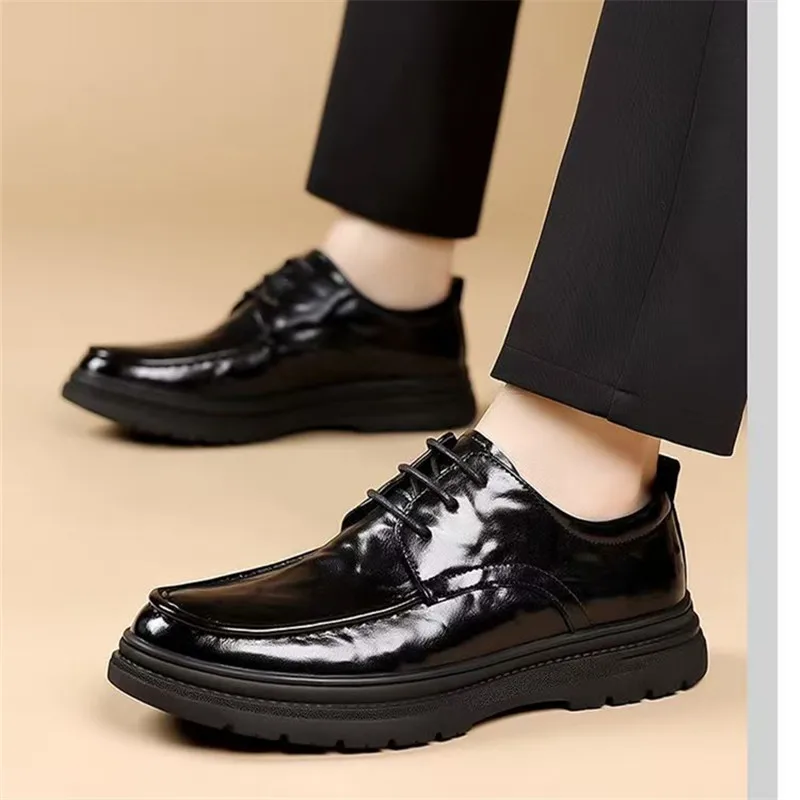 

Men Leather Shoes Lace Up Business Dress Shoes All-Match Casual Shoes Shock-Absorbing Footwear Wear-Resistant Big Size 47 48