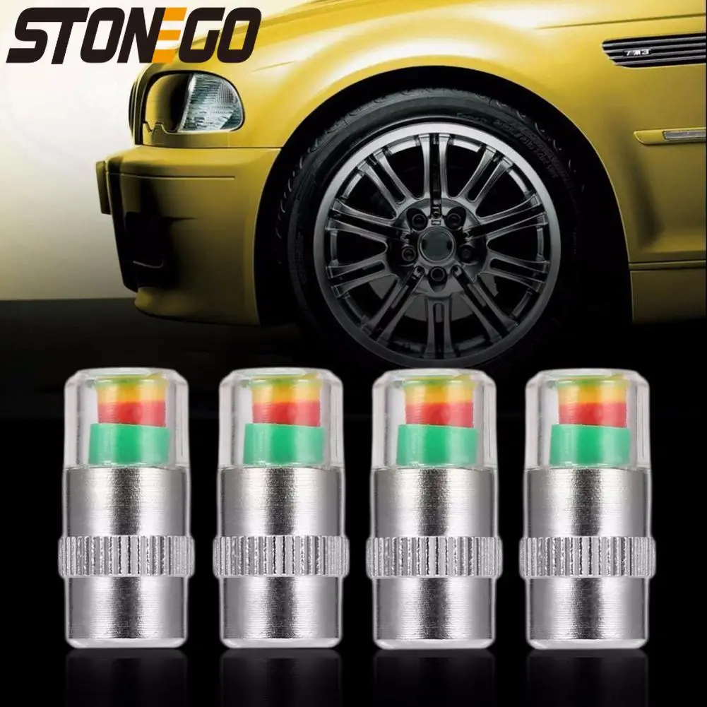 

4 шт., монитор давления в автомобильных шинах, колпачки для штока клапана, индикатор датчика, предупреждающее устройство, манометр в шинах, аксессуары для автобезопасности