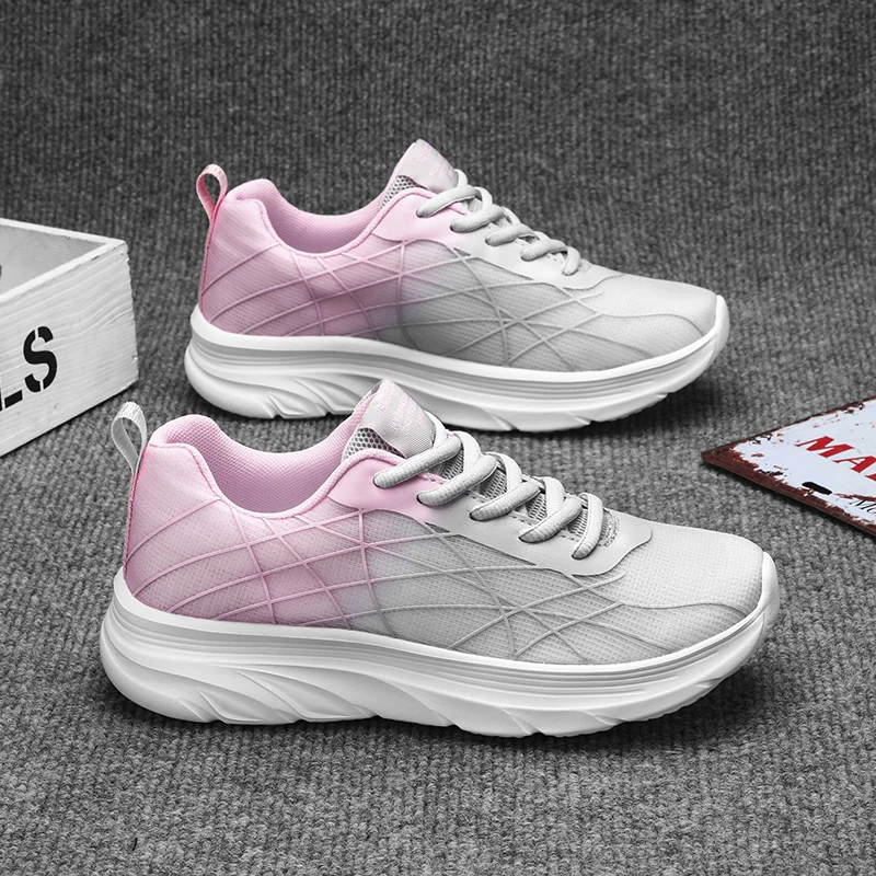 

Summer Fashion Color Blocked Lace Up Sneakers Popular Convenient Lightweight Wear-resistant Running Shoes Womens Sizes 35-42