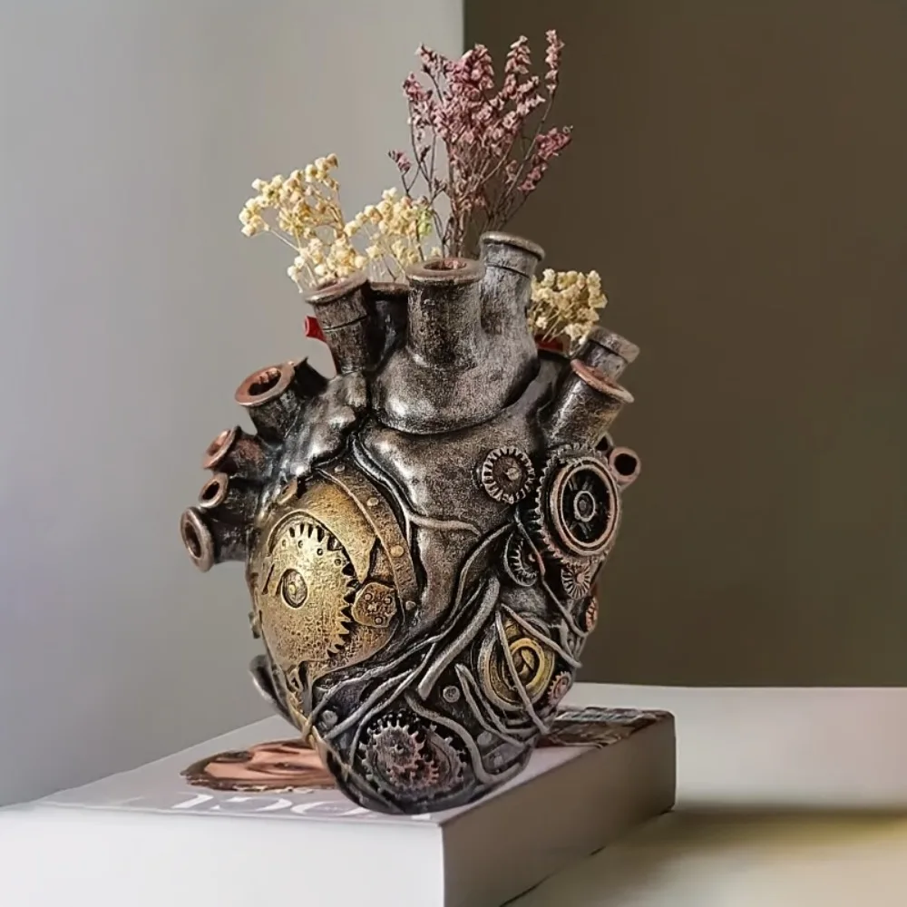 Heart Vase Fun Vases For Flowers With Multiple Holes Resin Modern Anatomical Heart Design Plants Pot Centerpieces For Home Decor