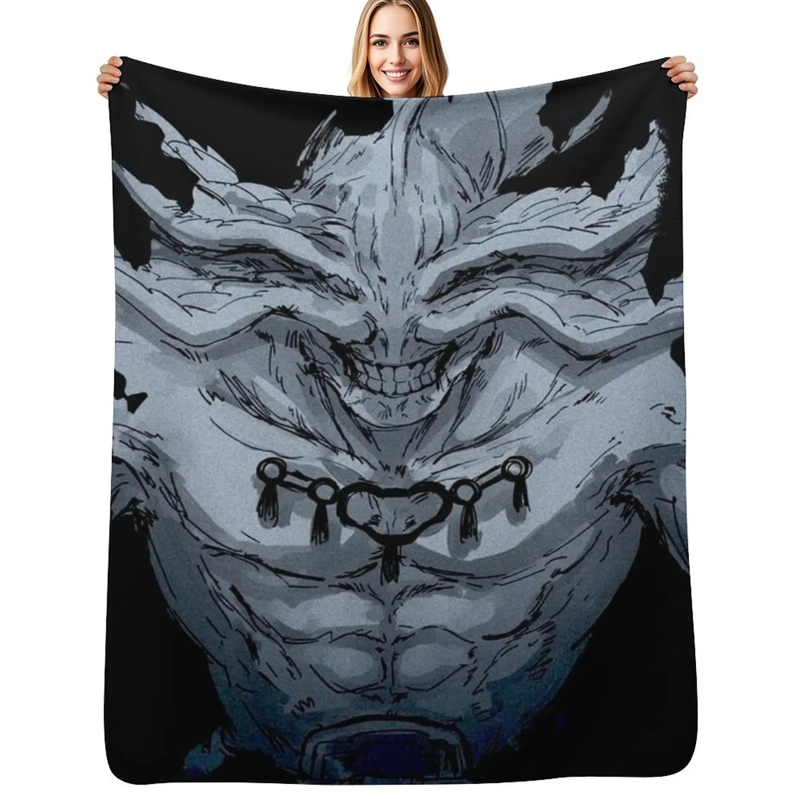

Eight-Handled Sword Divergent Sila Divine General Mahoraga Throw Blanket Soft Solid Color Blanket for Couch Bed
