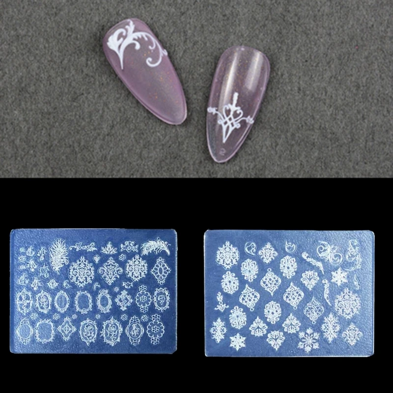 Plantilla de cristal de uñas de Gel UV DIY, moldes de silicona para arte de uñas, moldes para tallado de uñas DIY