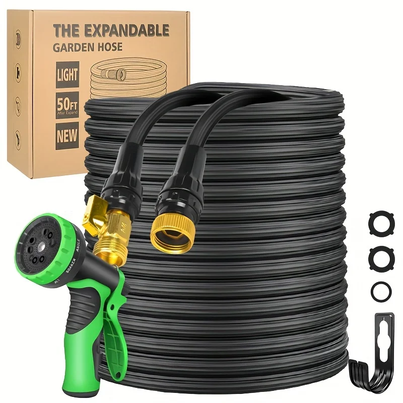 100 Feet Hose Used in Garden Leak-Proof Water Pipe Belt 10 Functional Nozzle 3/4 Solid Brass Joint Lightweight No Knot Pipe For