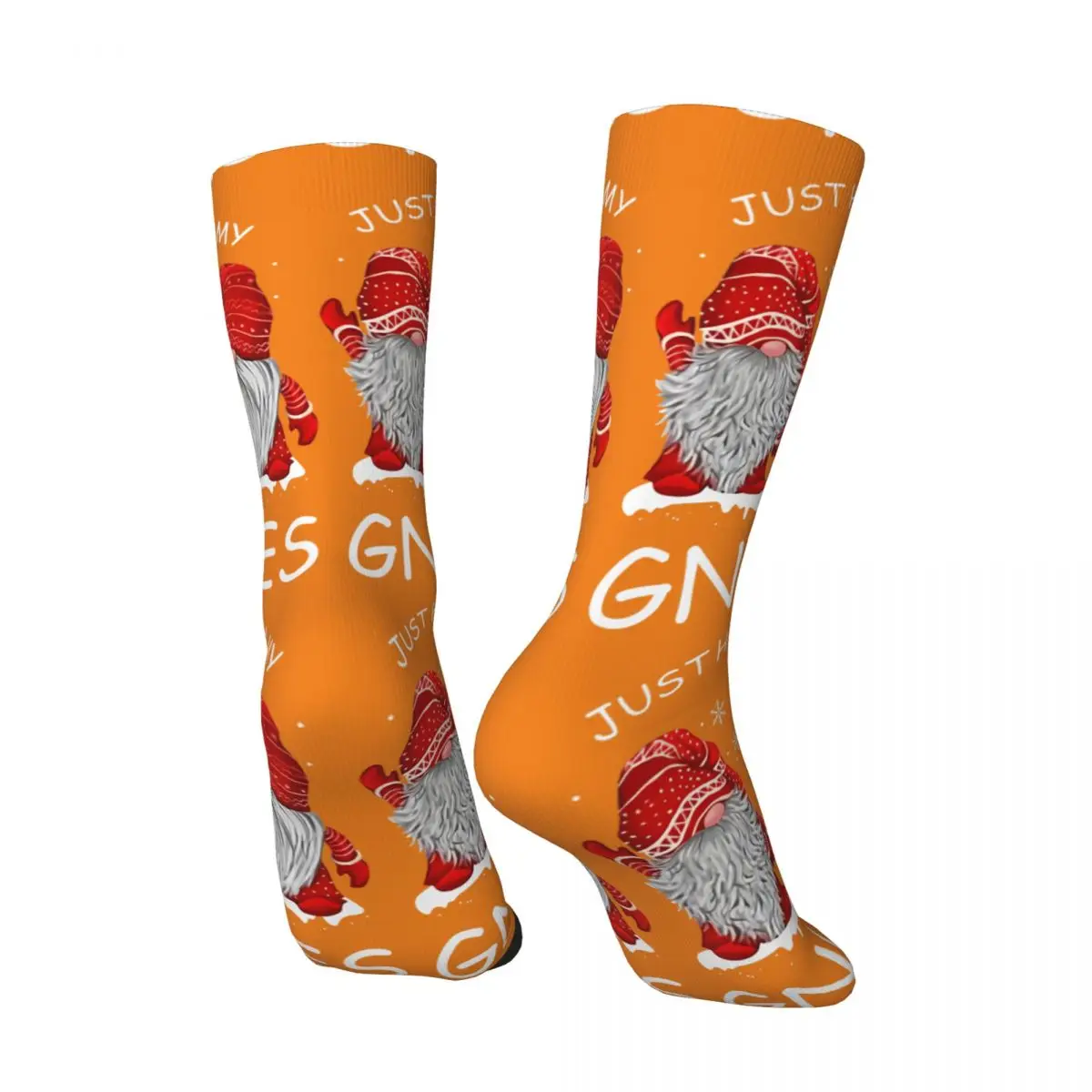 Crazy compression Just Hangin With My Gnomies Gnome Lover Sock for Men Vintage Gnome Quality Pattern Crew Sock Novelty