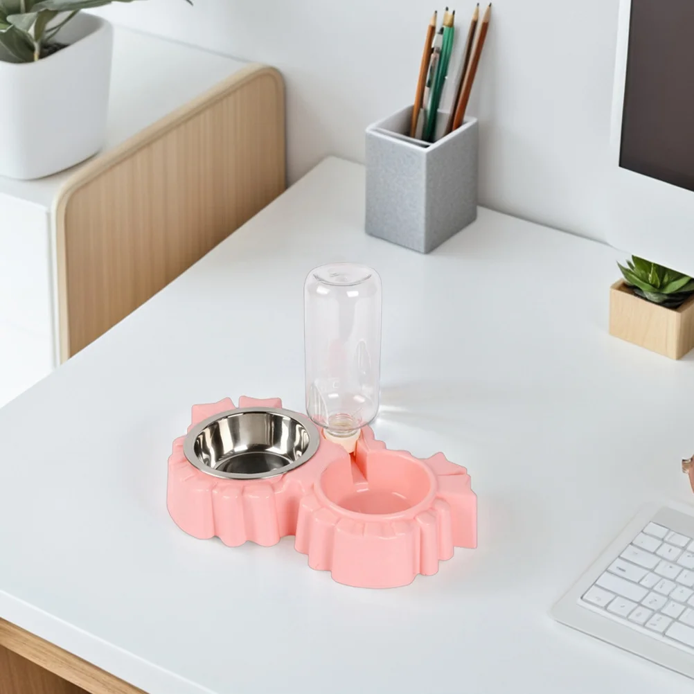 

2 in 1 Double Dog Cat Bowls Pet Automatic Water Food Feeder Detachable Stainless Steel Bowl Kitten Puppy Rabbit Water Dispenser