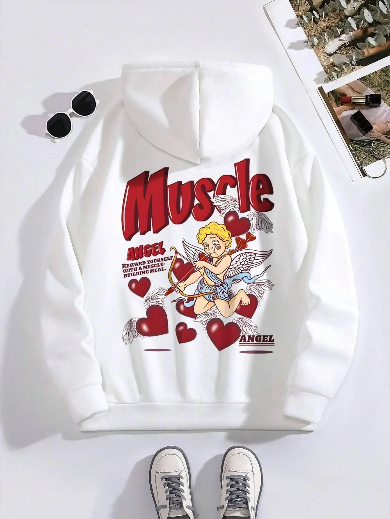 Muscle Angel Cupid, The God Of Love Graphic Hoodies Women Street Autumn Hoodie Hipster Oversize Sweatshirts Hip Hop Warm Top