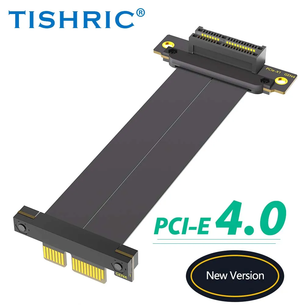 TISHRIC PCIE4.0 X To 1X/4X To 4X Riser Cable PCIE X1 X4 Extension Cable Dual 90 Degree Right Angle Adapter High-Speed Extender