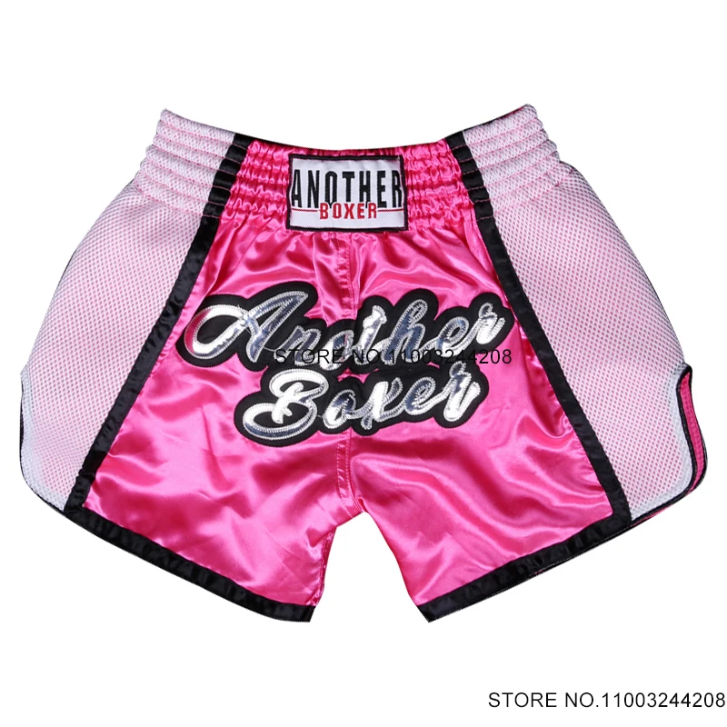 Muay Thai Shorts Breathable Boxing Shorts Women Men Child Gym Sport Grappling Sparring Kickboxing Training Cage Fight Pants Pink