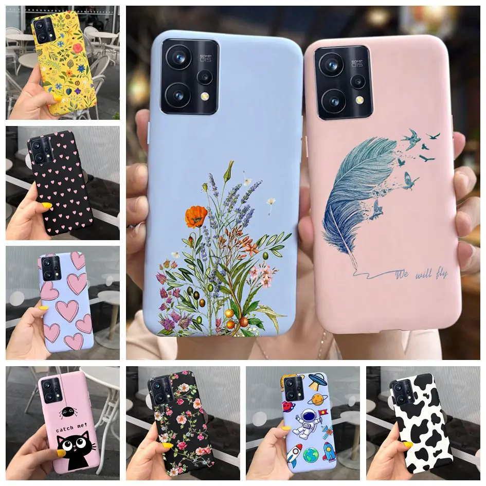 For Realme 9 Pro Plus 2022 Case Fashion Feather Candy Painted Phone Soft Cover For Realme 9 9 Pro+ Realme9 Pro 5G RMX3471 Fundas