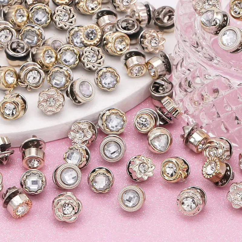 10p Free Sewing Pearl Instant Buttons Snap Button Prevent Accidental Exposure Buttons Brooches Pins for Jeans Shirt Sweater Coat