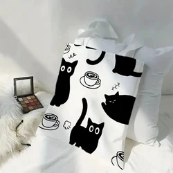 Kawaii Chic Cartoon Animals Cat Large Capacity Canvas Tote Bag Butterfly, Panda Stylish Shoulder Bag for Women