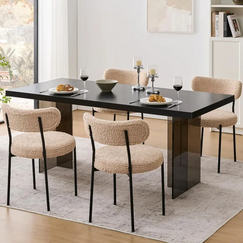 Conjunto de 4 cadeiras de jantar - Cadeiras modernas de cozinha e sala de jantar em preto e branco - Cadeira de jantar estofada confortável