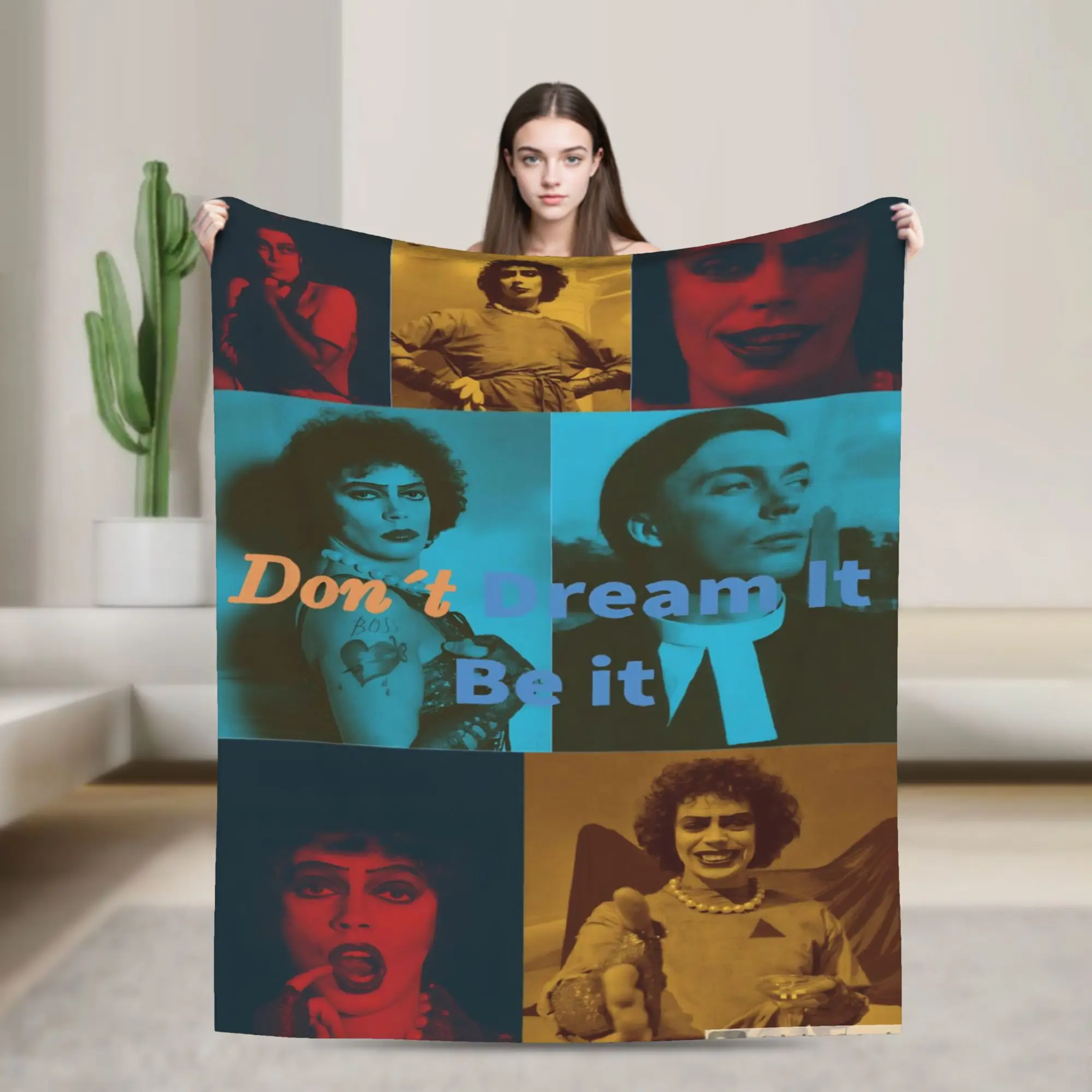 Tim Curry Frank Blanket Cover Velvet The Rocky Horror Picture Show Lightweight Thin Throw Blanket for Bedding Couch Bed Rug