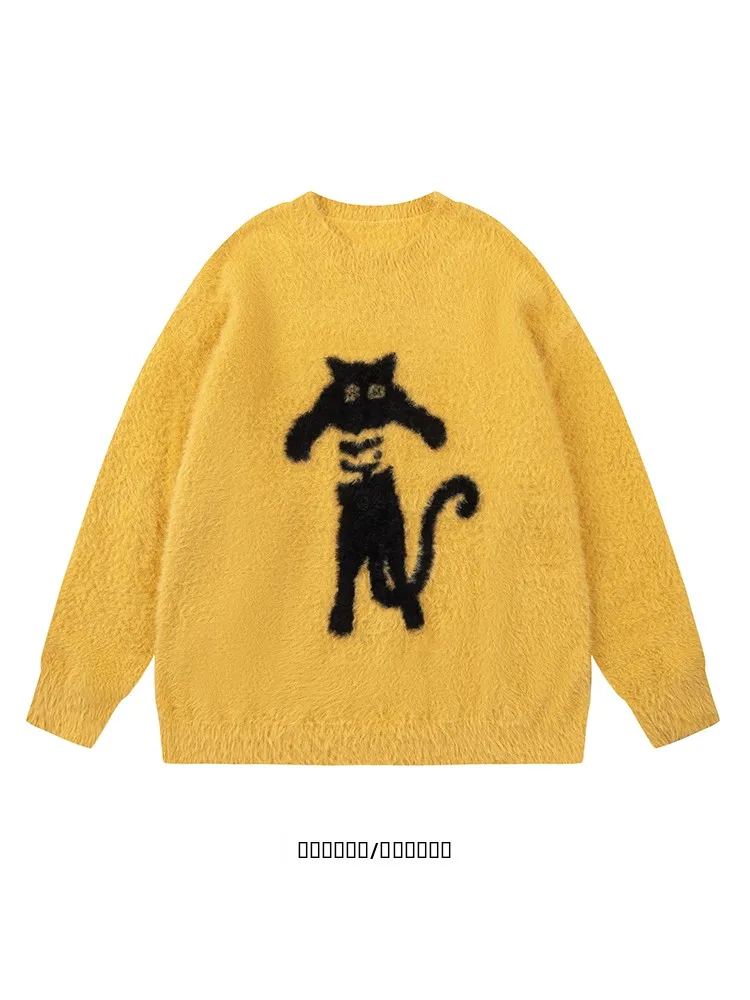 

Свободный вязаный свитер унисекс с круглым вырезом, модный брендовый дизайн от Bla Knitwear для молодежи, зимний сезон