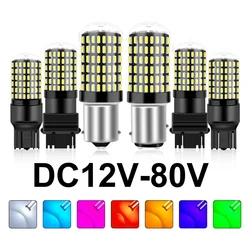 2PCS 1156 BA15S P21W 1157 P21/5W BAY15D BAU15S PY21W T20 7443 7440 3157 LED Tail Bulb Brake Reverse DRL Signal Light 12V-80V