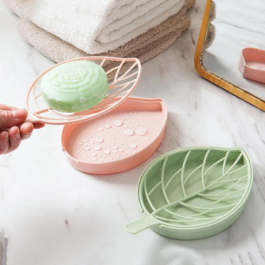 Bathroom Soap Dish Kit Leaf Shaped Soap Holder Drain Soap Box Bathroom Accessories Bathroom Supplies Tools and Measuring Scales