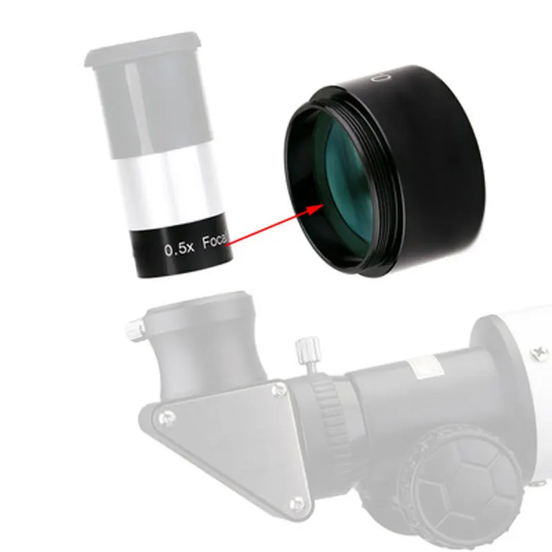 Lente reductora Focal M28.5x0.6, 0,5X, película verde totalmente multicapa para telescopio ocular de 1,25 ", accesorios para telescopio astronómico