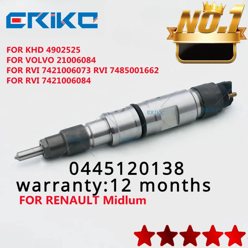 ERIKC Fuel Injector 0 445 120 138 0445120138 for KHD 4902525 VOLVO 21006084 RVI 7421006073 RVI 7485001662 RVI 7421006084