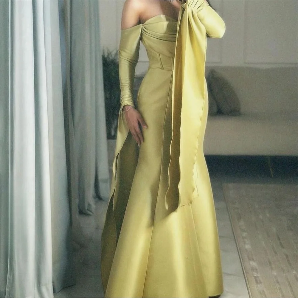 Customized Formal Dress Saudi Arabia Dearin Off-the-shoulder Mermaid Floor Length Skirts Draped Bespoke Occasion Dresses Evening