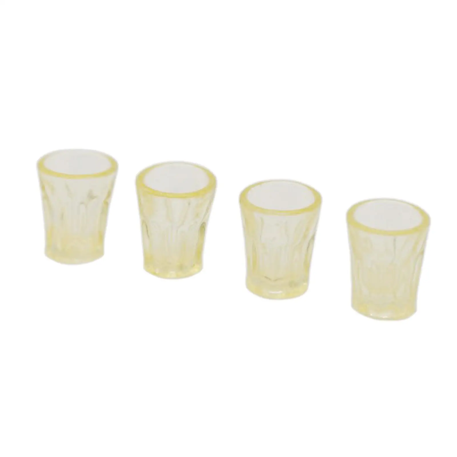 4pcs Dollhouse Mini Tableware Decor Plastic Cups Transparent