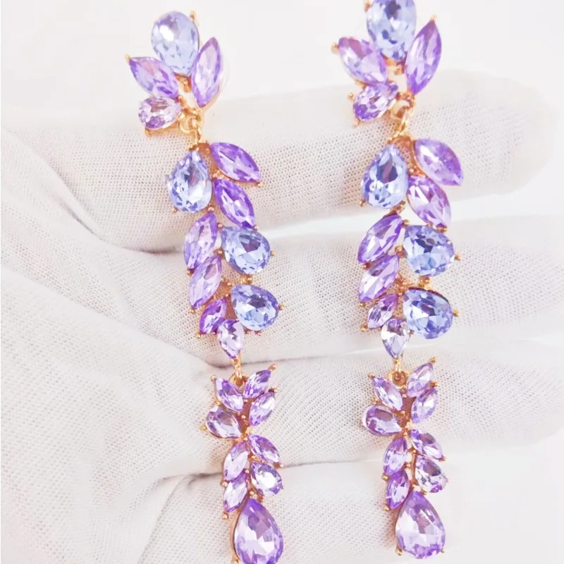 Source wholesale summer and autumn new high-end crystal gemstones elegant atmosphere Luusu exquisite women's ears