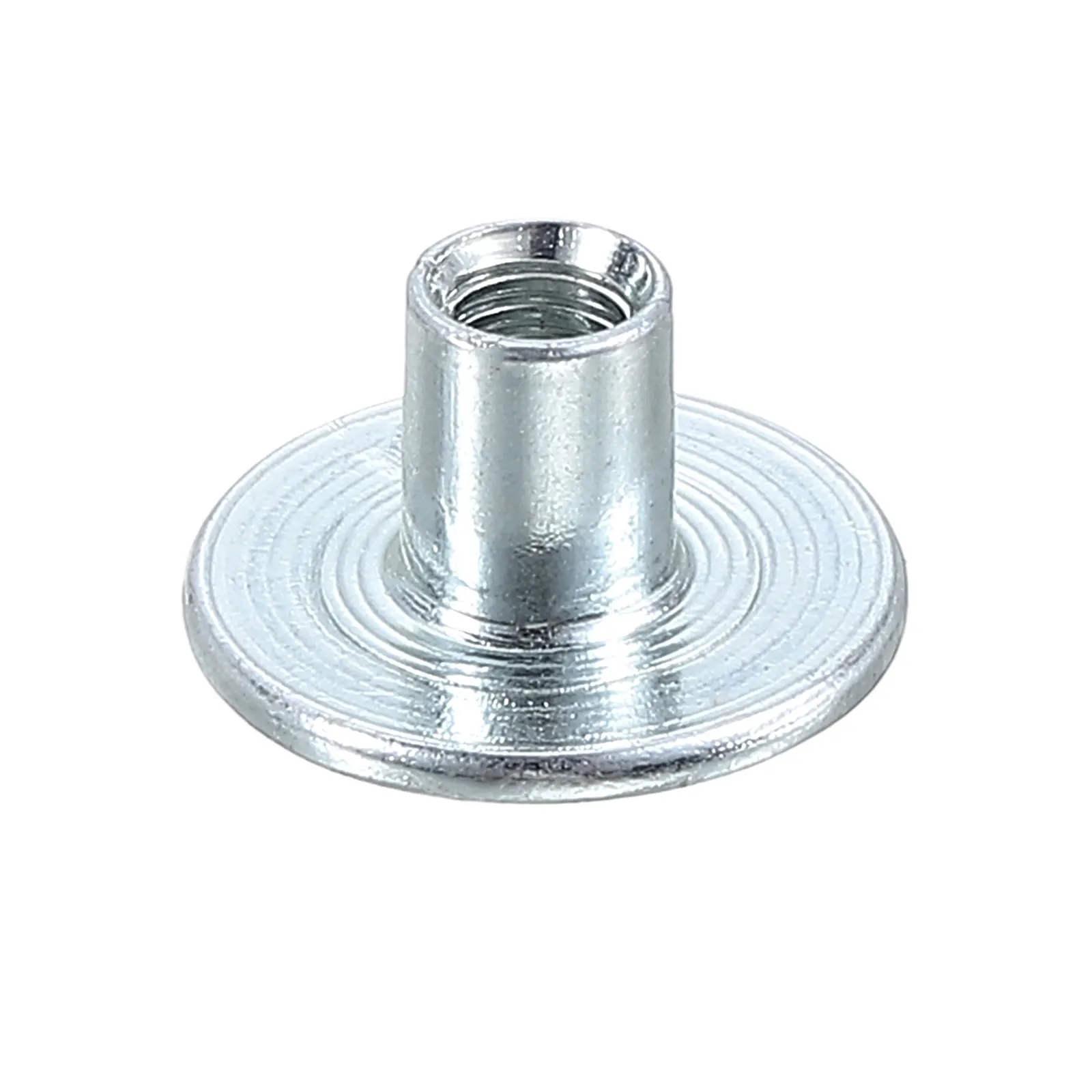 Uxcell 50pcs T-nuts Carbon Steel Tee Nut Round Base Weld Nuts Through Hole Flange Insert Female Thread Plate Nuts, Silver