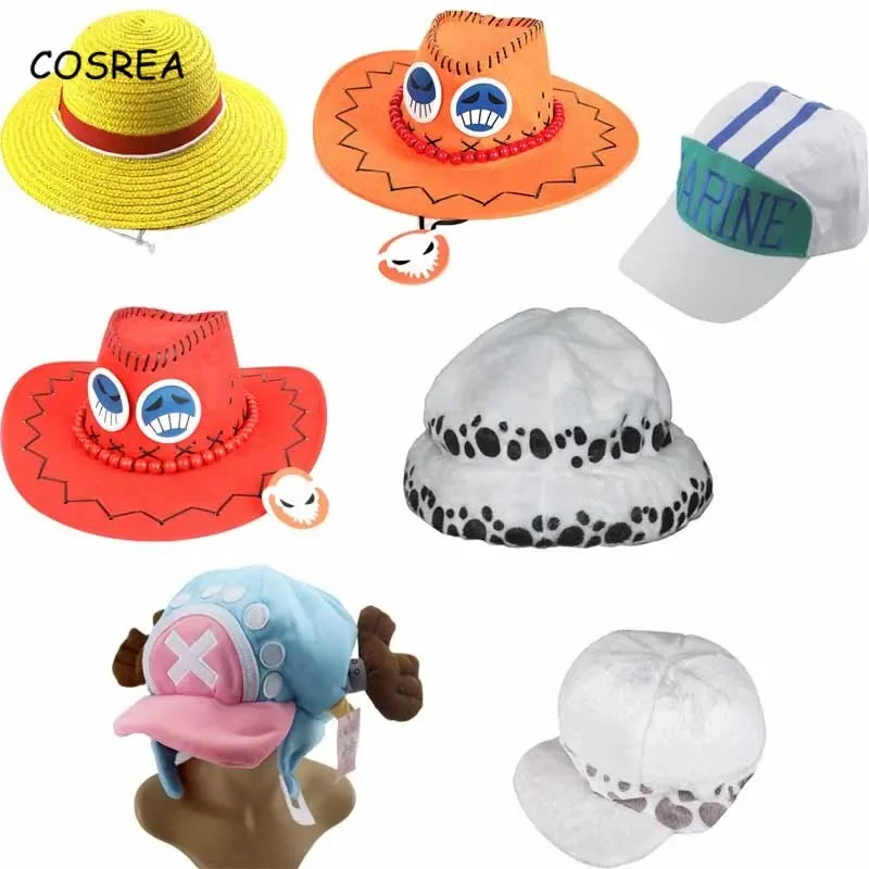 Anime Cosplay Hats Monkey D. Luffy Straw Hat Tony Chopper Navy Trafalgar Law Portgas D Ace Sun Hat The cowboy Hat