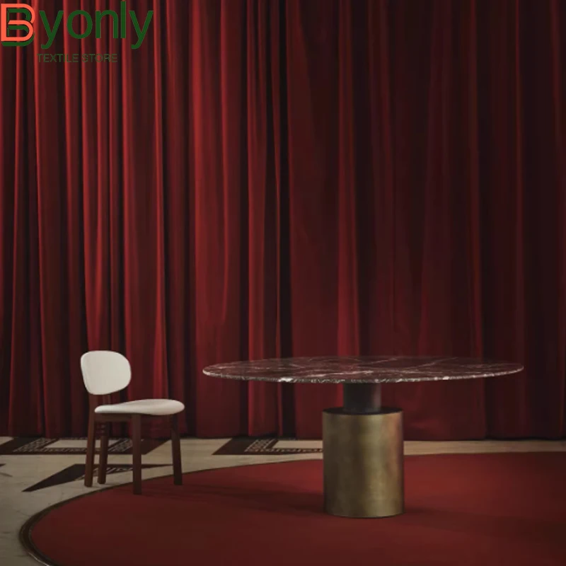 

Nordic Curtains for Living Dining Room Bedroom Luxury Velvet Fabric Burgundy Thick Curtains Tulle Finished Product Customization