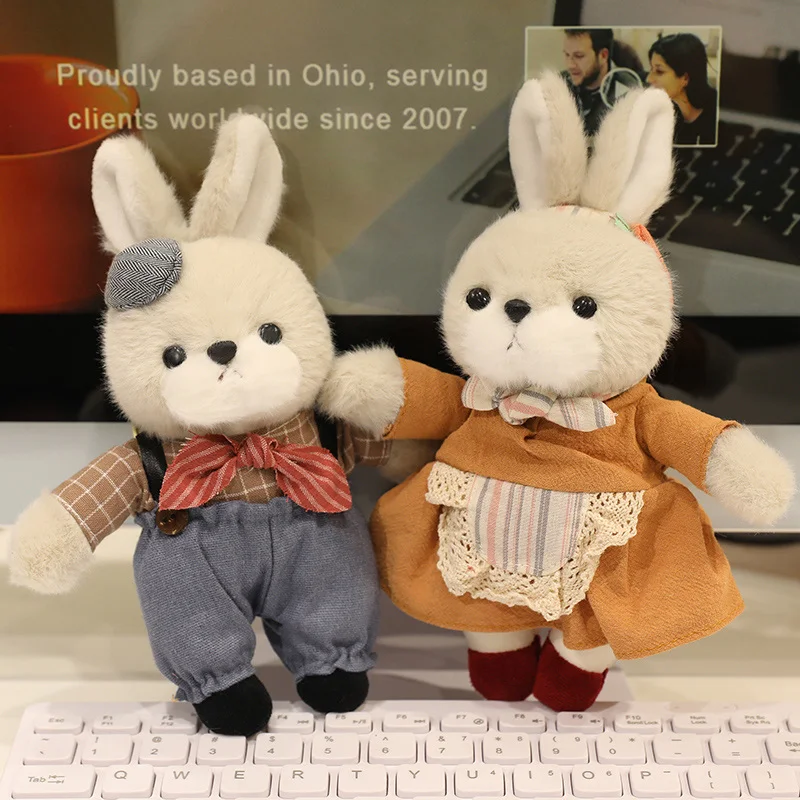 

20cm Kawaii Clothed Bunny Plush Toy Pendant for Bags Stuffed Animal Rabbit Plushie Doll Birthday Christmas Gift for Girls Kids