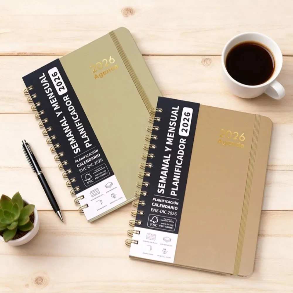 

Ежедневник-органайзер 2026 года, испанский планировщик формата А5, на спирали, многофункциональный, для отслеживания задач и заметок