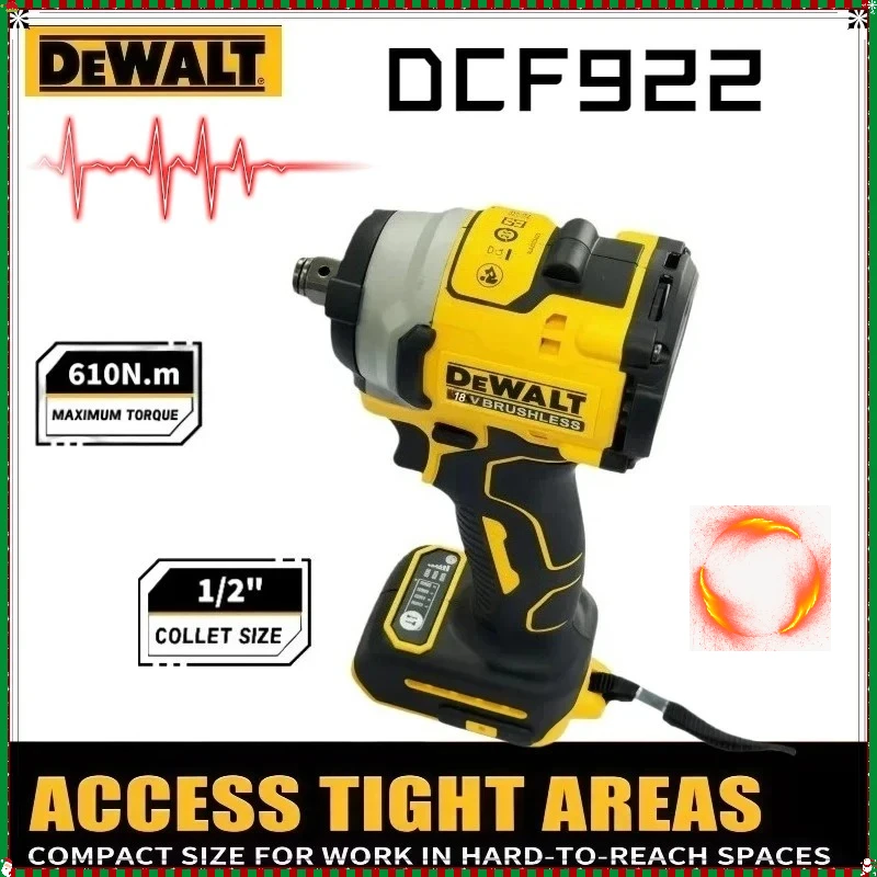 

Электрический ударный гайковерт Dewalt DCF922, перезаряжаемый, с высоким крутящим моментом 406 Нм (при обратном ходе), 1/2 дюйма, 2500 об/мин, электроинструмент для аккумуляторов DeWALT